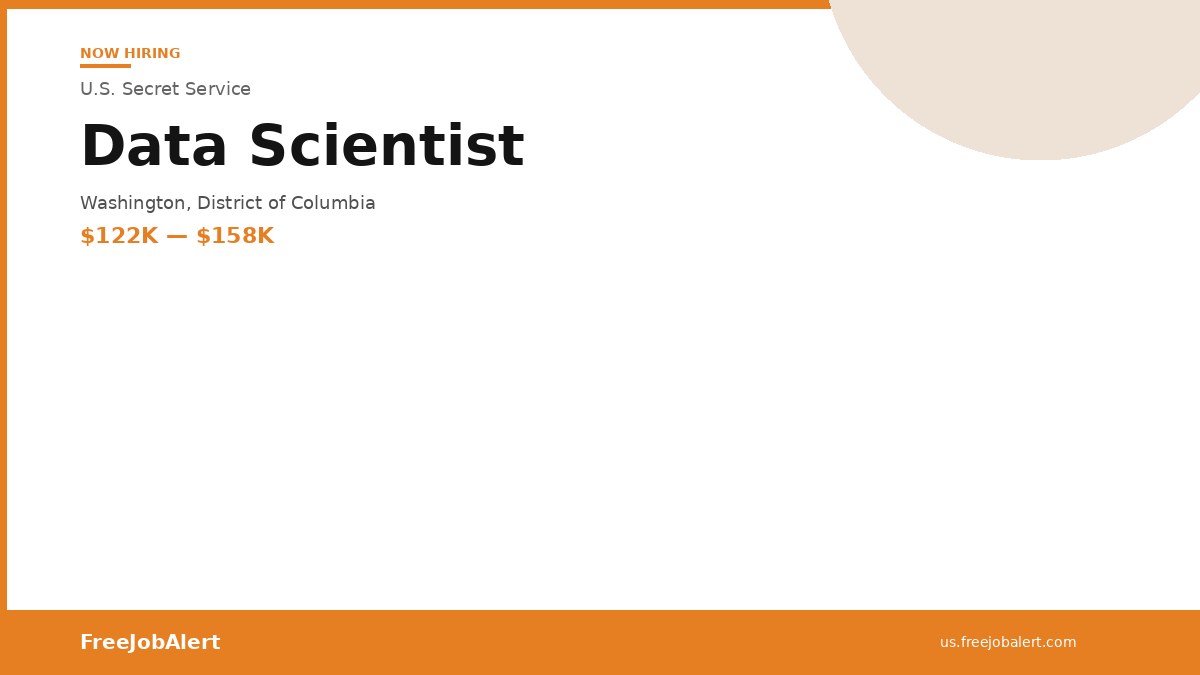 U.S. Secret Service Looking for a Data Scientist — Washington, District of Columbia, $121,785 to $158,322 per year